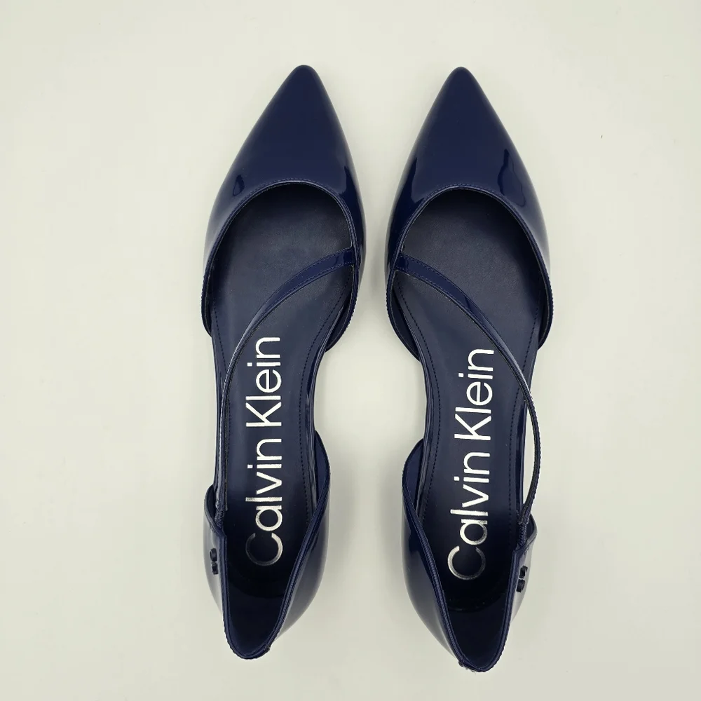 Calvin Klein Women's Sannie Pointy Toe Dress Flats, Blue Patent Leather, Sz 9.5M - Picture 7 of 11